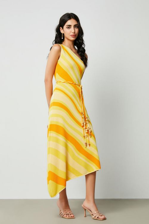 Asymmetric stripe dress