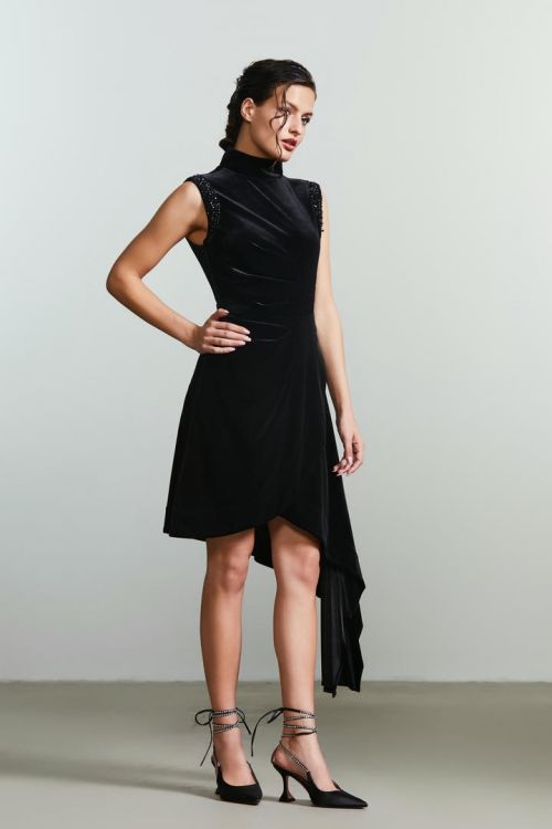 asymmetrical velvet dress