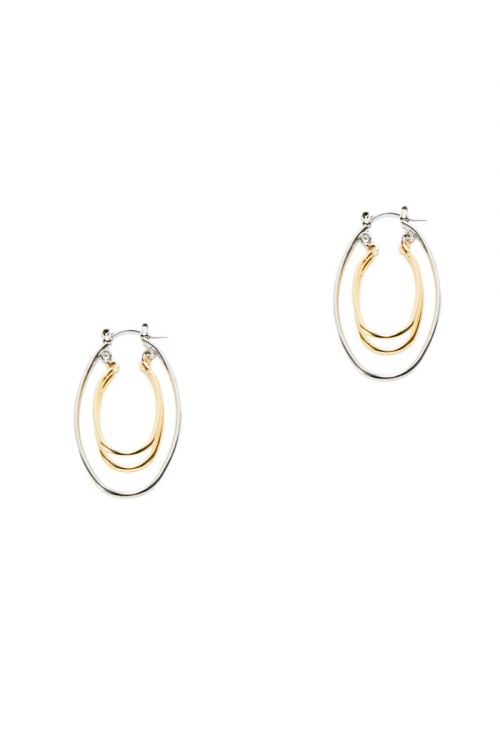 Gold and silver ovel earrings