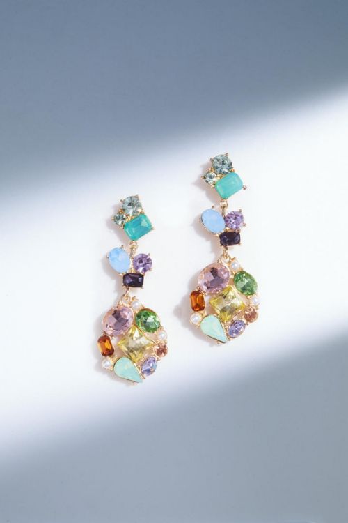 Colored uneven crystal earrings