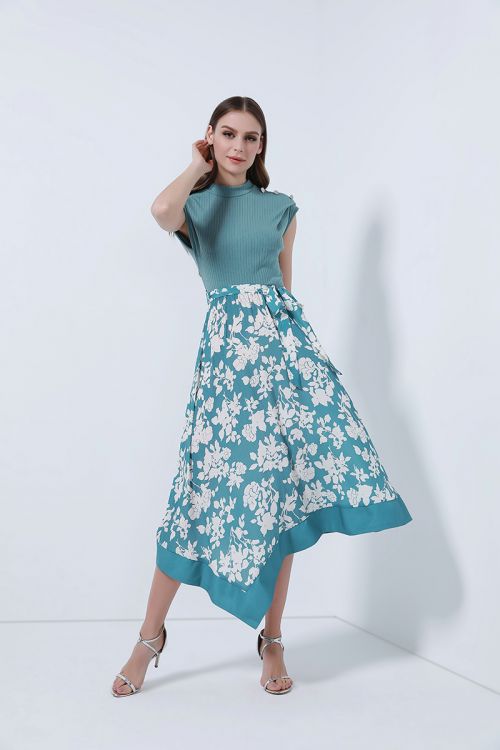 floral high neckline dress