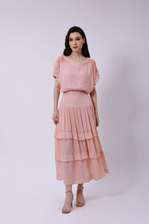 Pink Maxi Skirt, femi9
