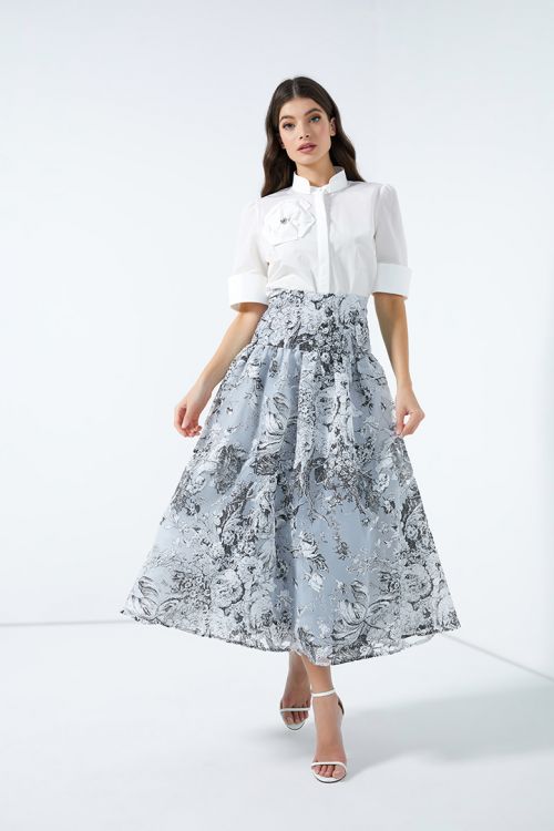 Printed organza skirt
