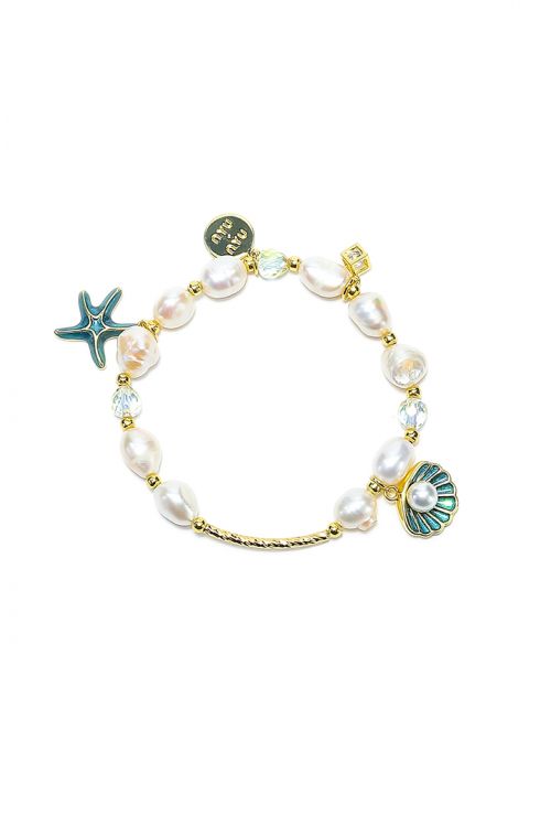 Pearls and start fish bracelet