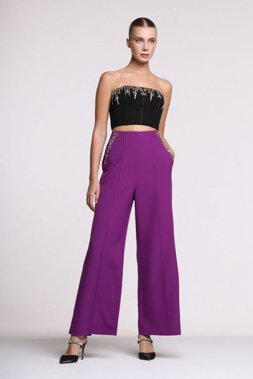 Embellishment Wide Leg Pants