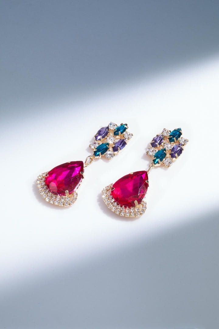 Crystal double drop earrings