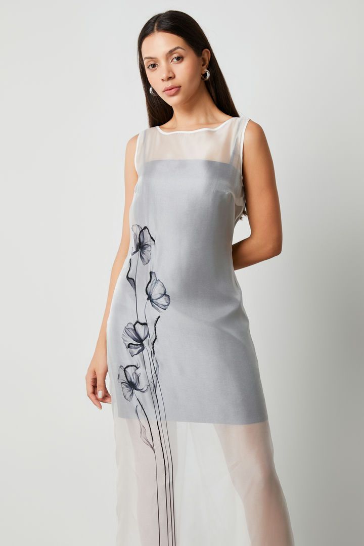 sheered printed dress