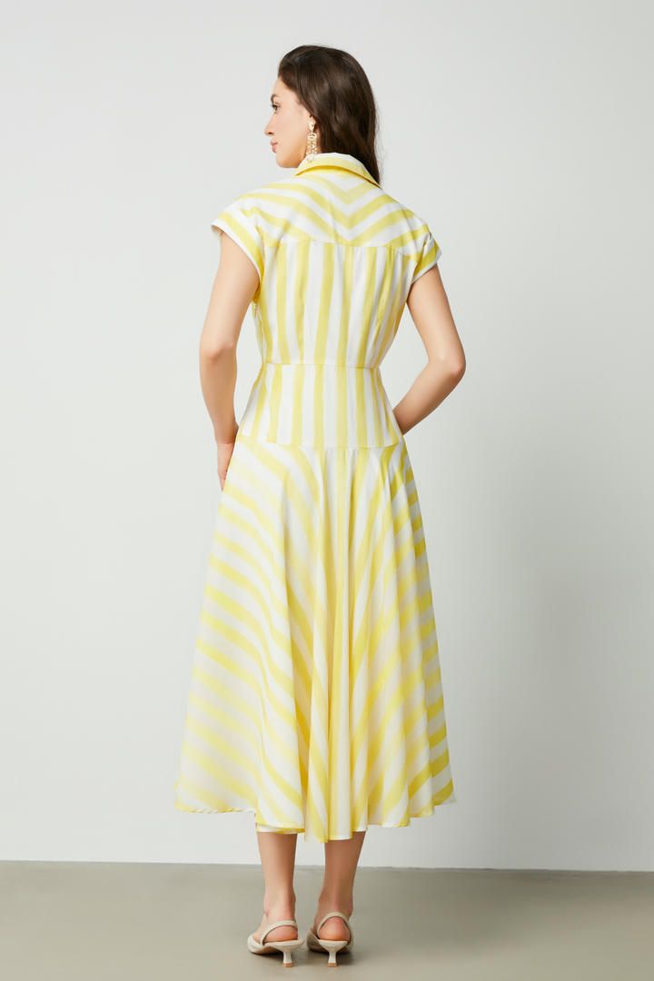 Front knot stripes dress