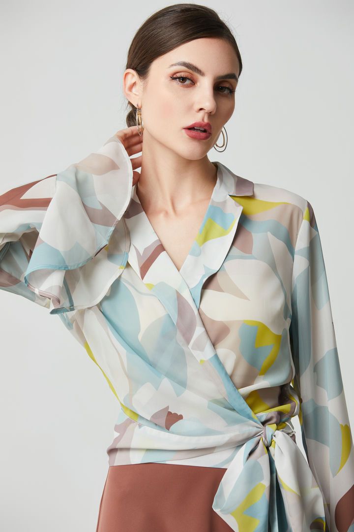 Wrap effect printed blouse