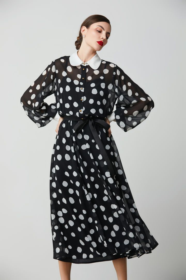 Polka dot chiffon dress