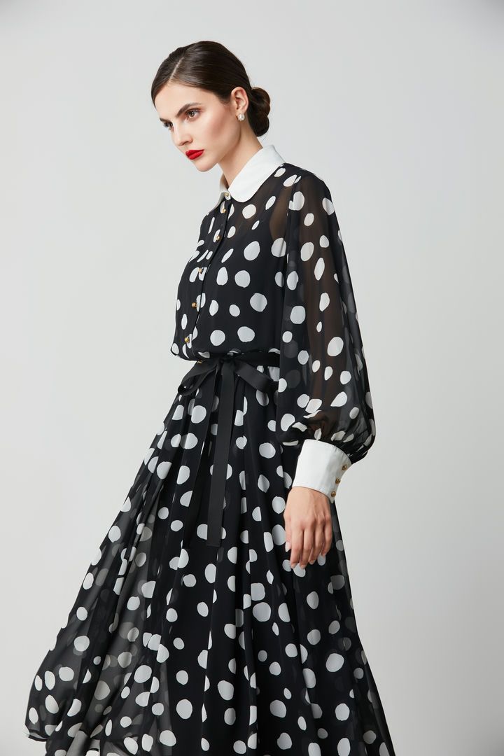 Polka dot chiffon dress