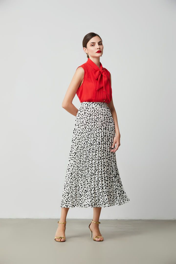 Polka dot pleated skirt | femi9