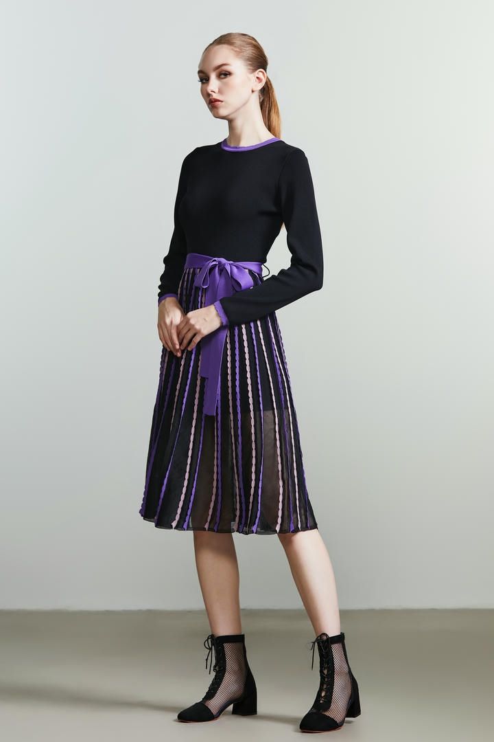 knitted tie belt dress