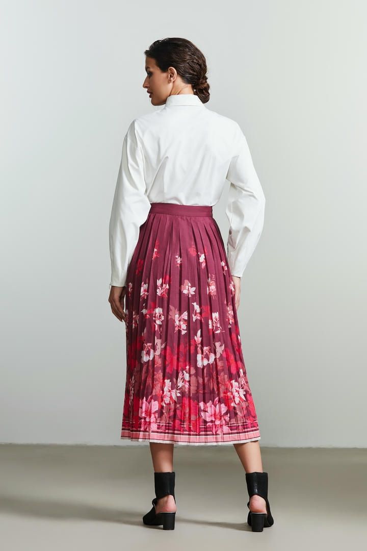 Printed pleats skirt