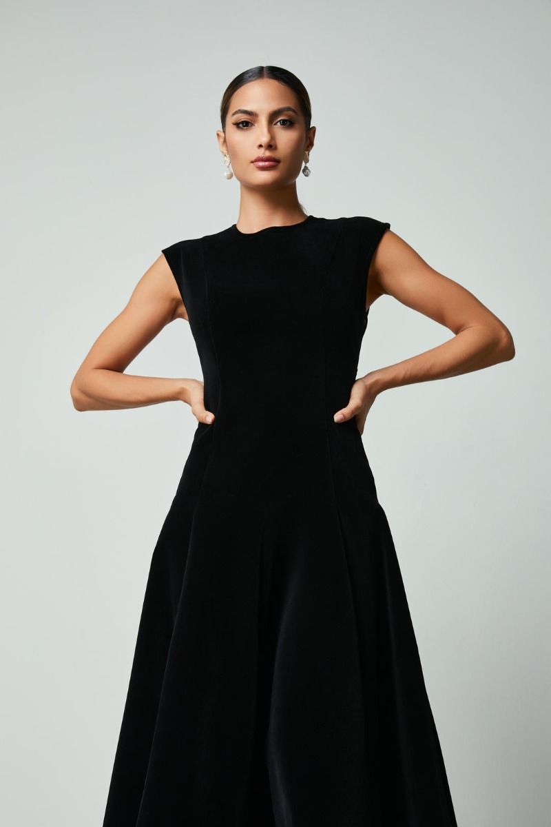 A-line velvet dress