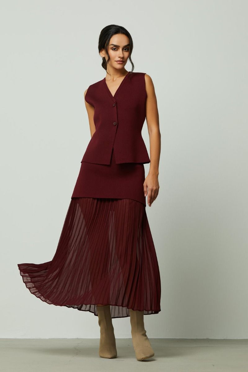 Chiffon pleated layer skirt