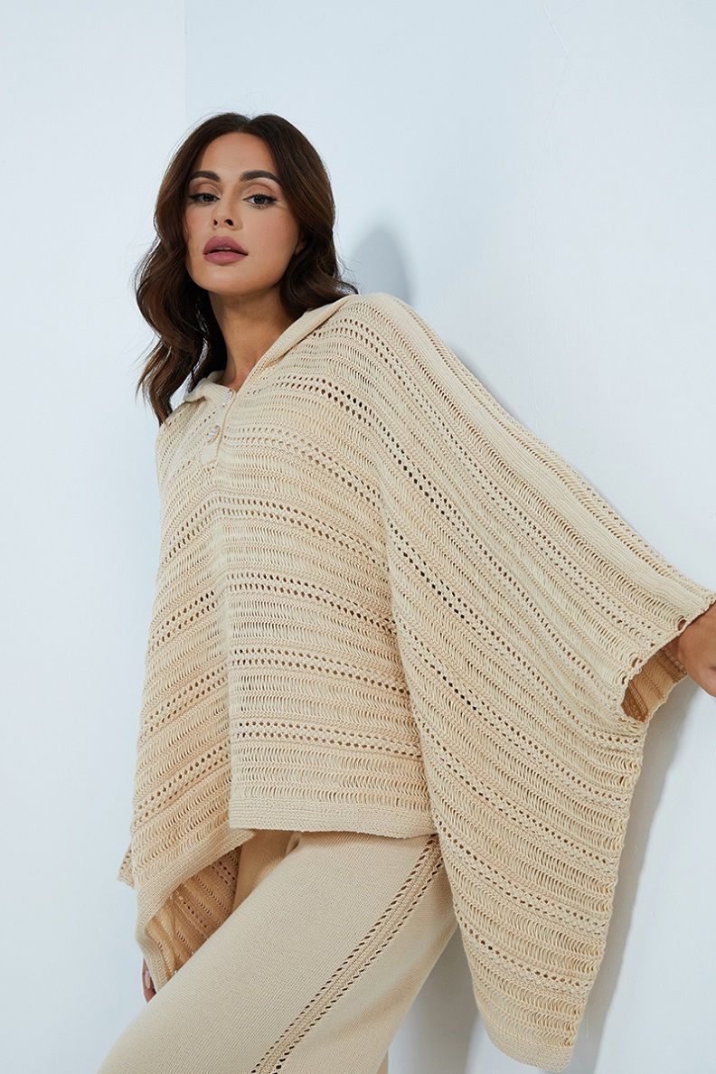 Hooded poncho sweater