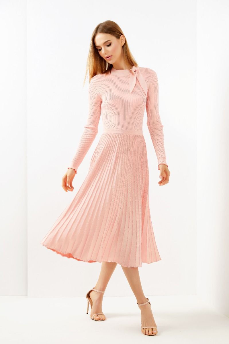 High-neckline Pink Dress