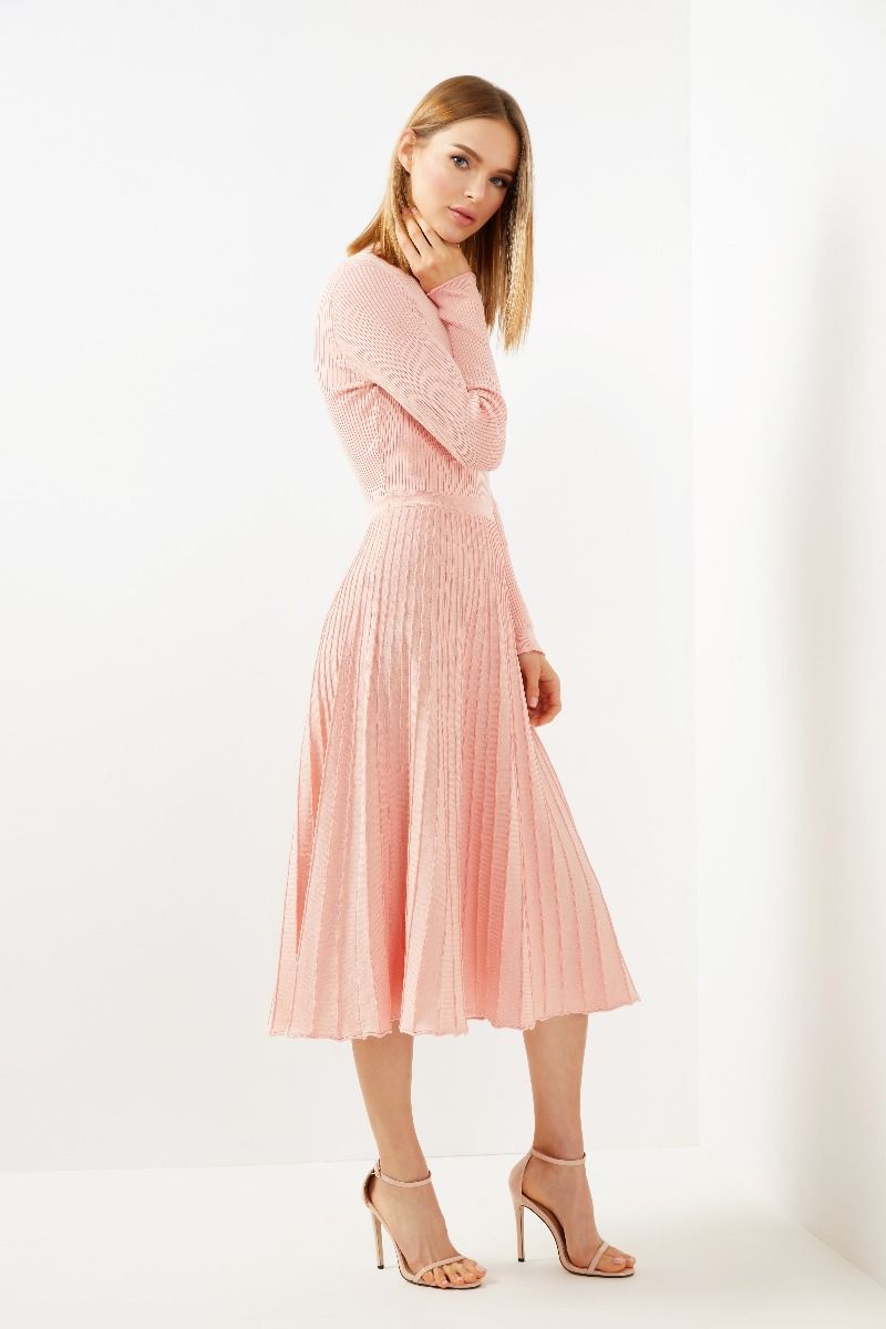 High-neckline Pink Dress