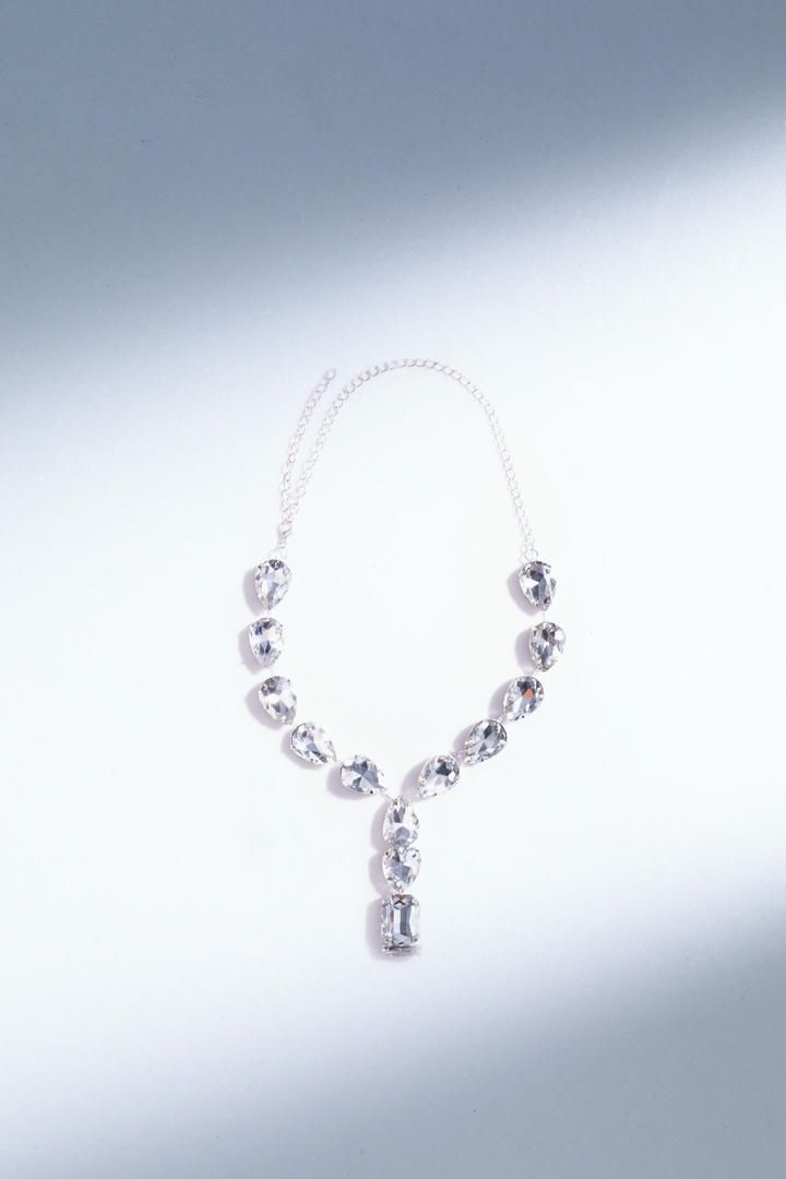 Silver crystal necklace