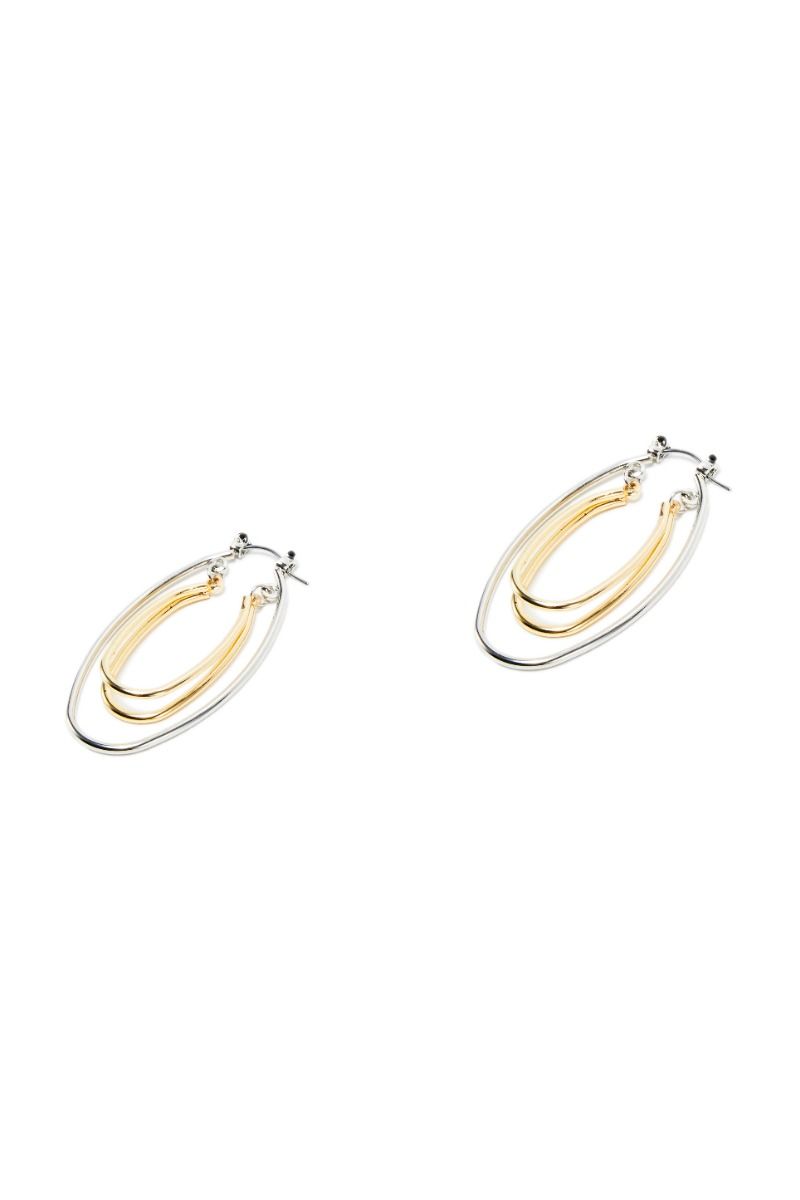 Gold and silver ovel earrings