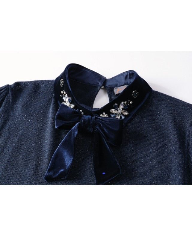 Embellished bow-tie sweater