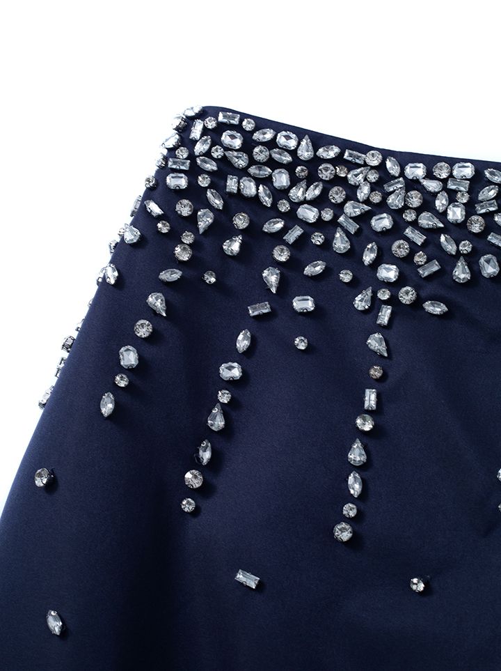 Blue Skirt - Pearl Skirt - Blue Embellished Skirt