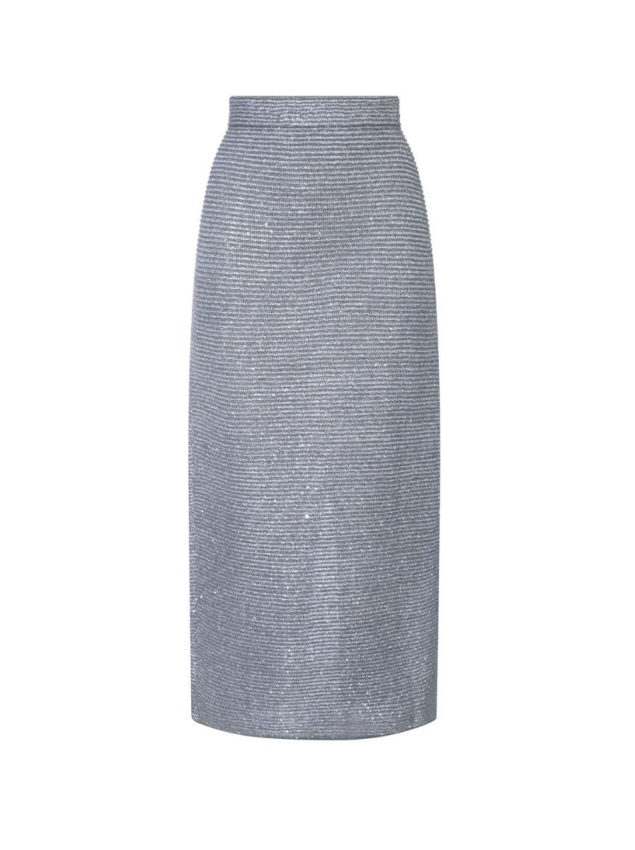 Silver knit skirt