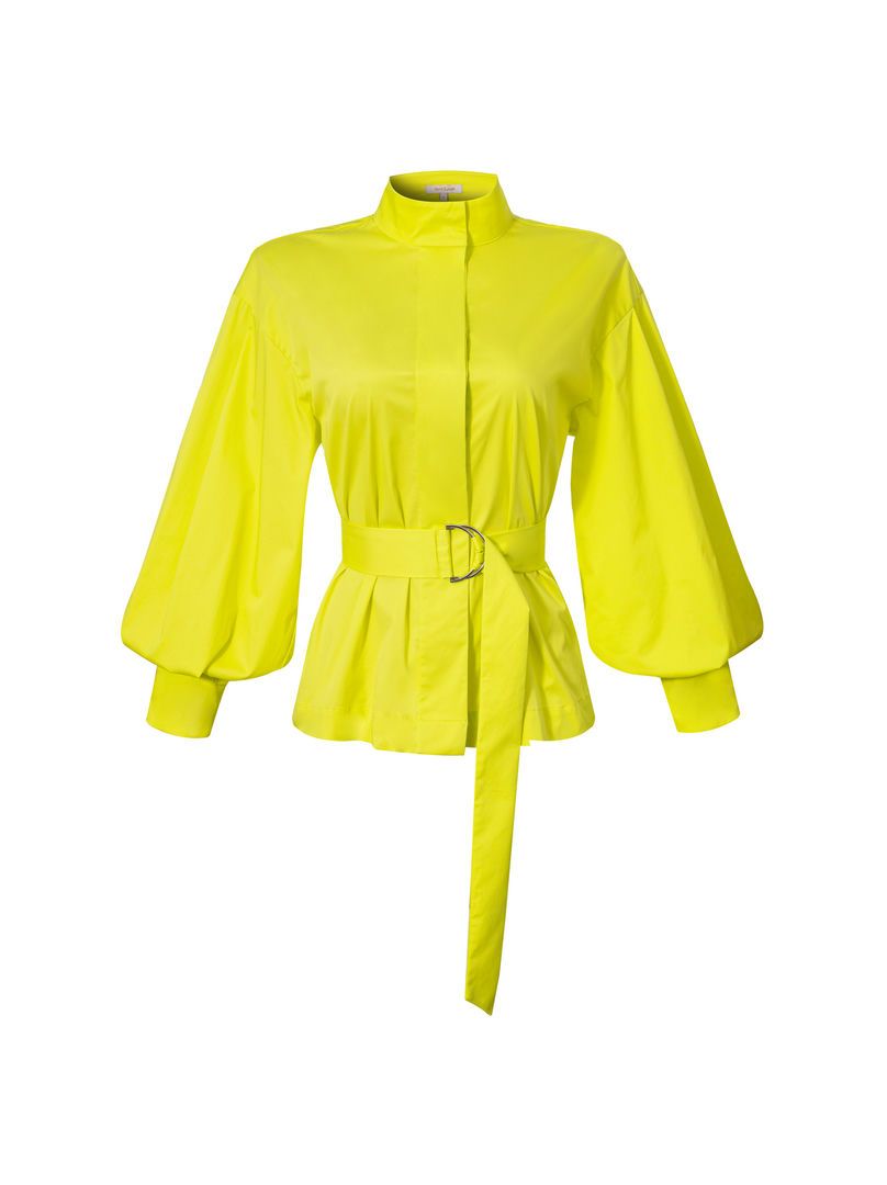 balloon sleeves belted blouse