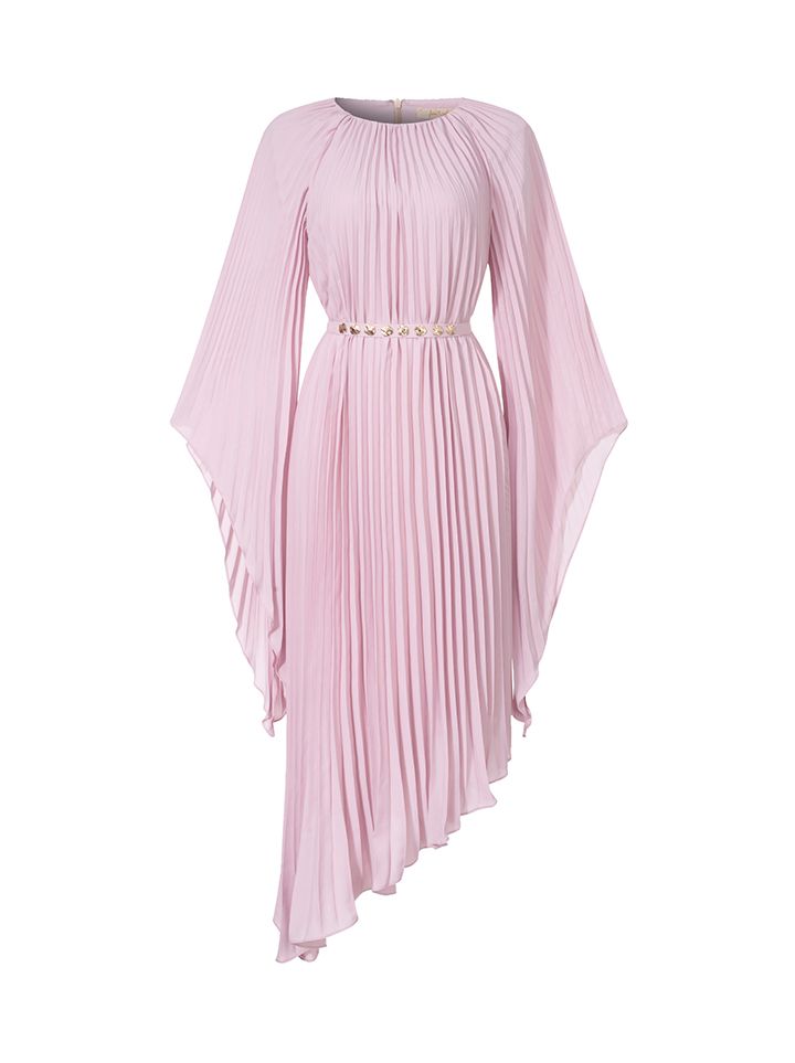 Asymmetrical Pleated Midi Dress