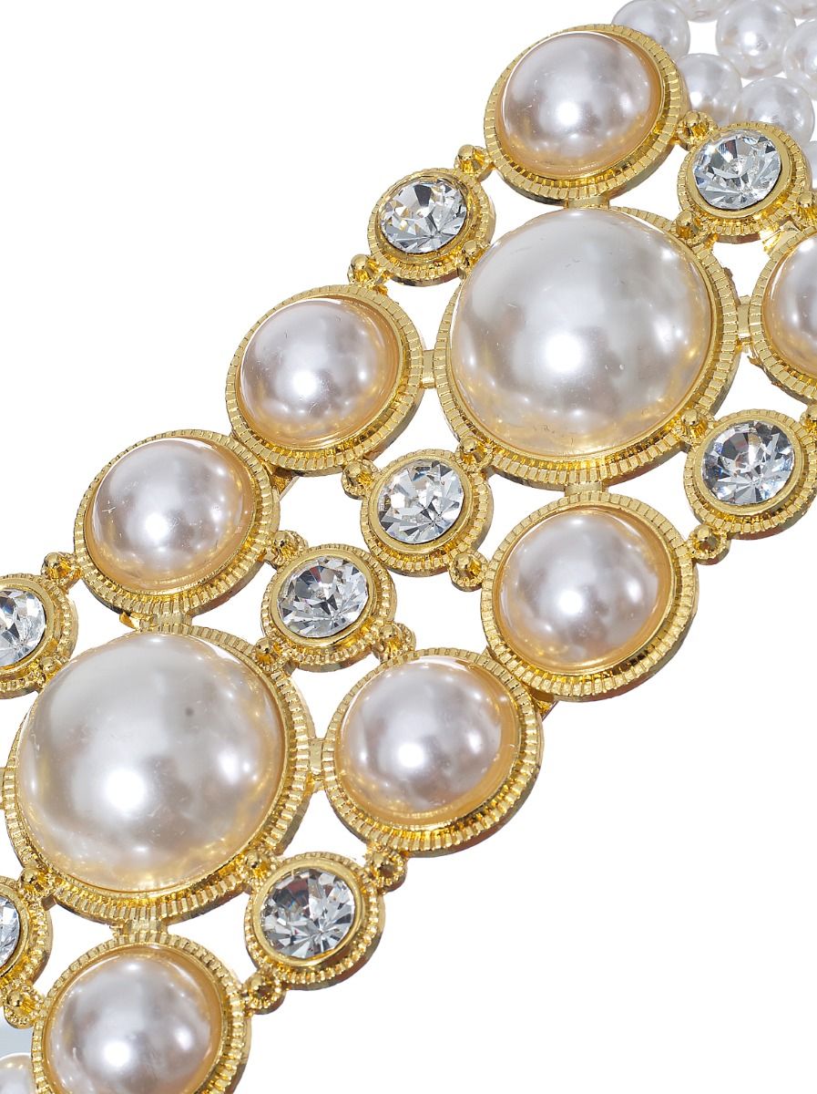 wide pearl embellishment belt