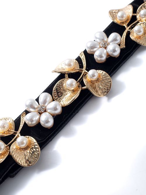 floral pearl embellishment belt