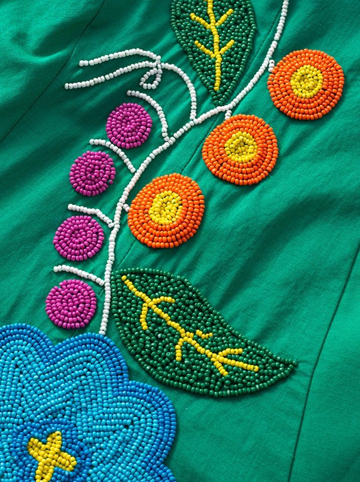embroidery V Neck Kaftan