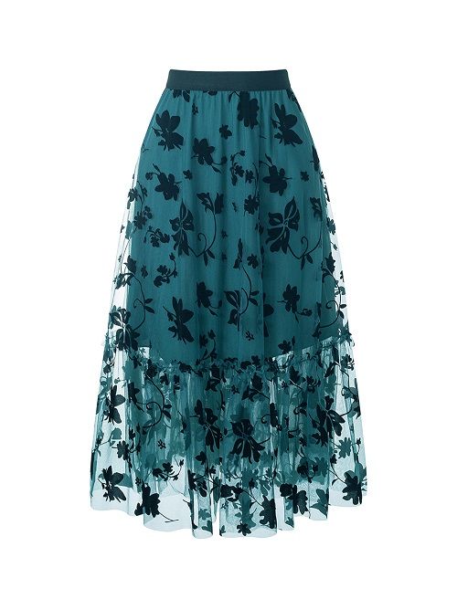 floral mesh skirt