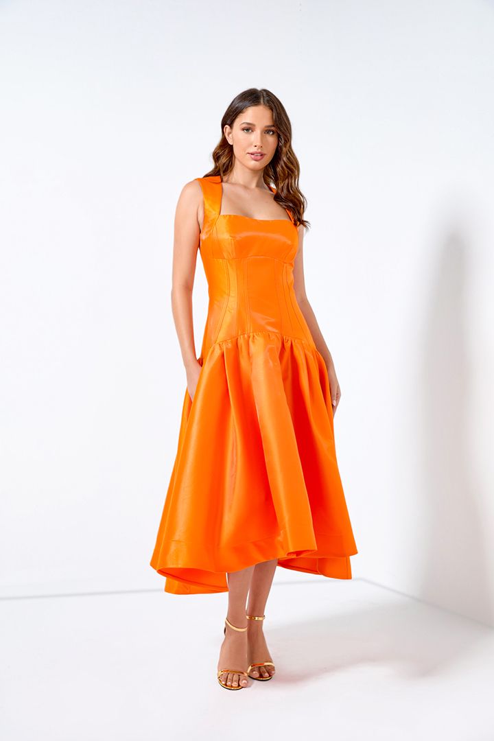 Fit And Flare Taffeta Dress