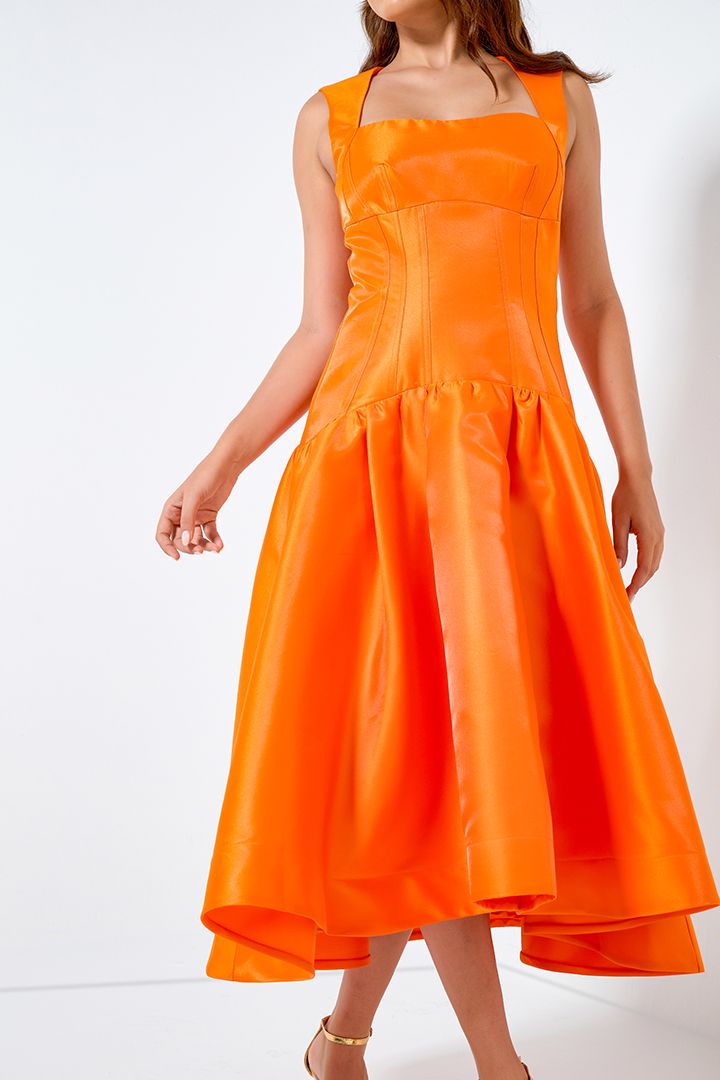 Fit And Flare Taffeta Dress