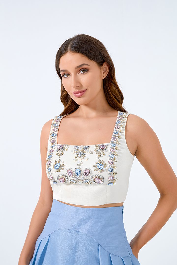 Embellished cropped top