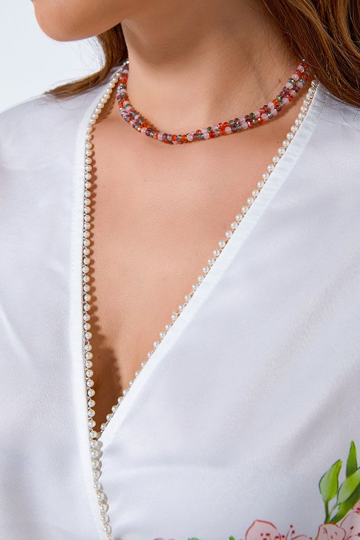 Double layer beads necklace