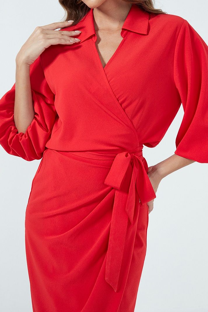 Red wrap dress