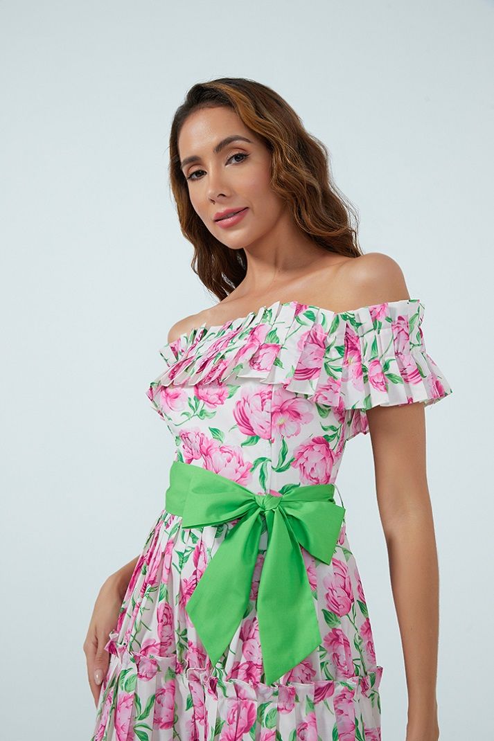 Off-shoulder floral dress