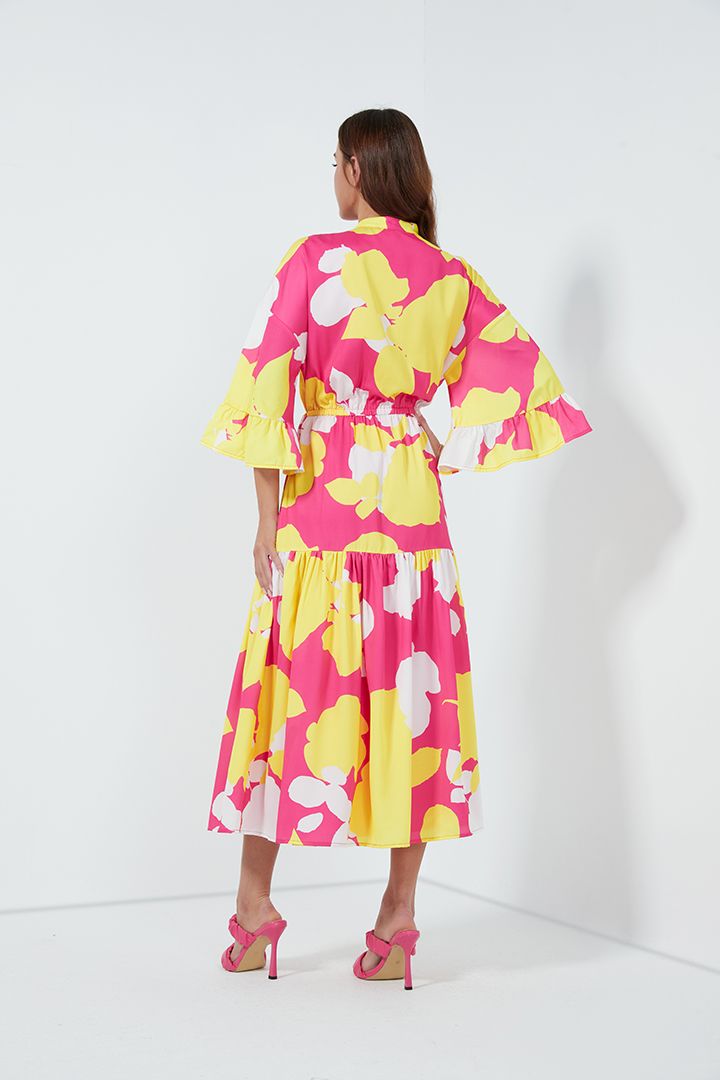 Color block printed dress