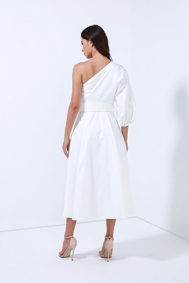 One-Shoulder belted Dress