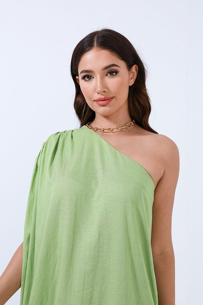 One Shoulder Split Sleeve Dress