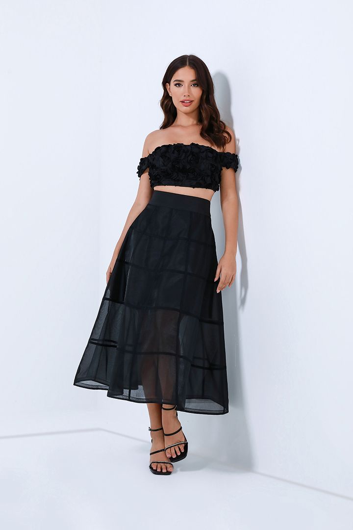 Stripped organza skirt