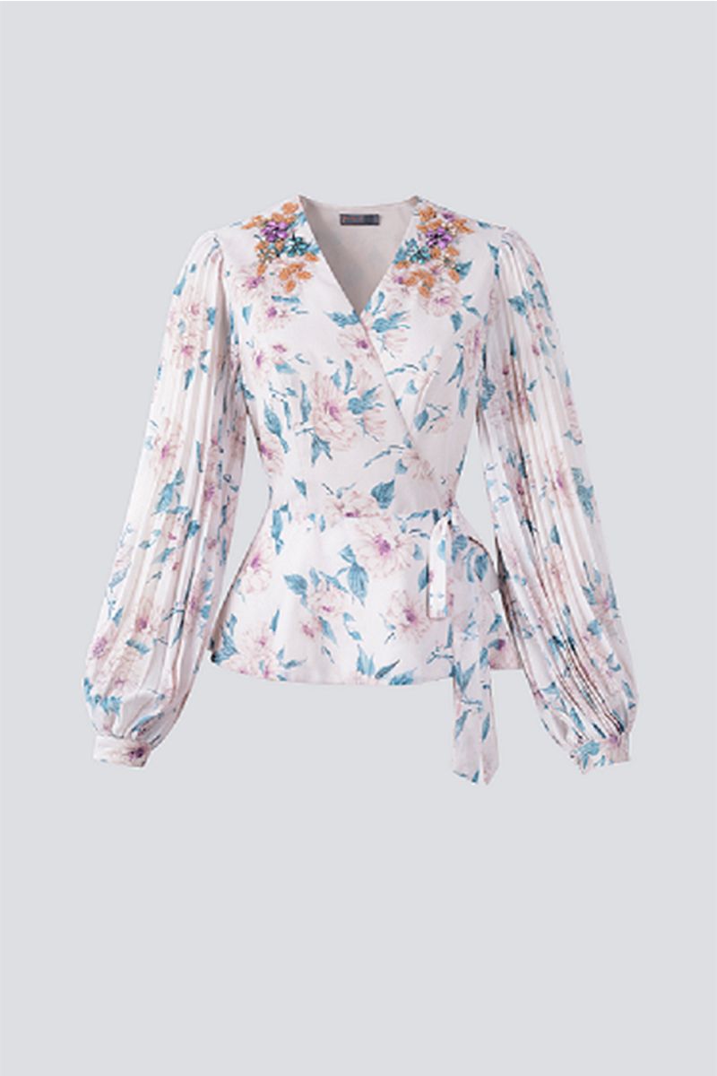 Embellished shoulders blouse