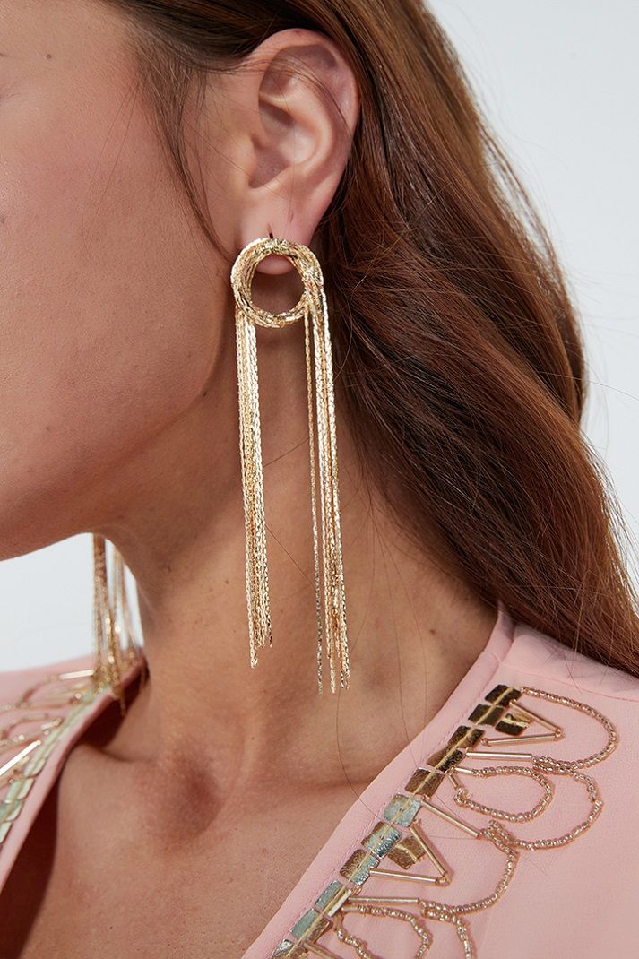 Golden fringe earrings
