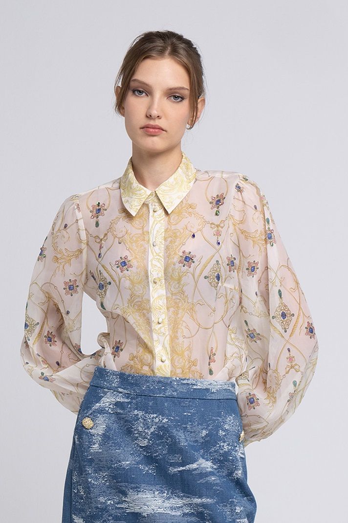 Printed collar shirt