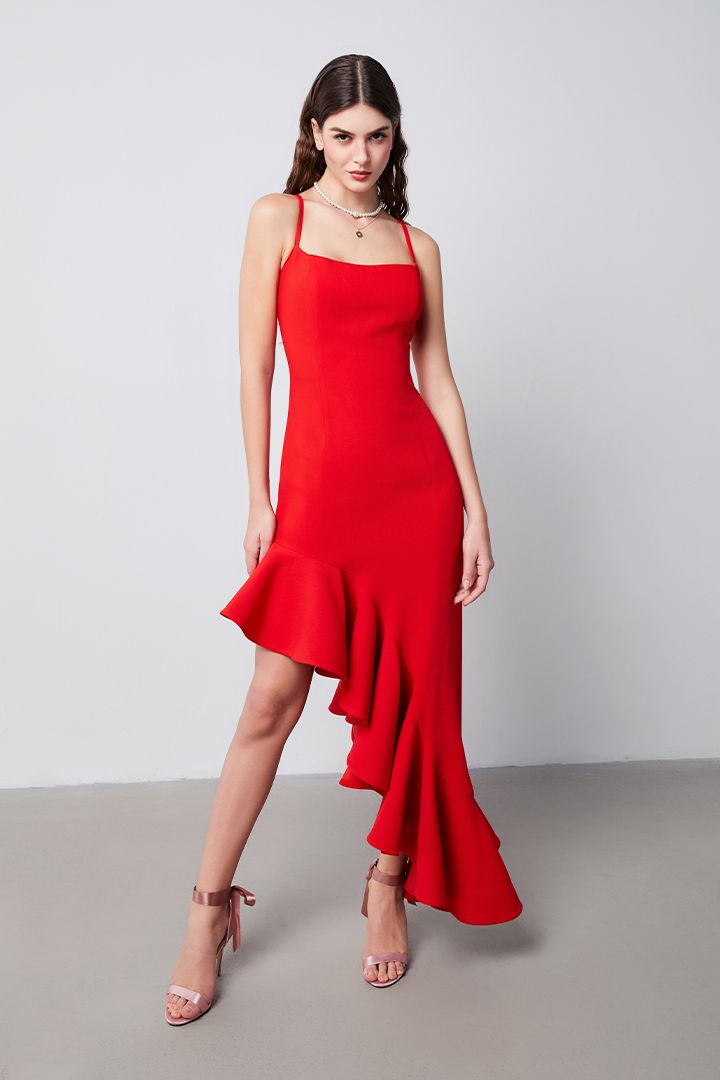 Asymmetrical ruffle dress hotsell