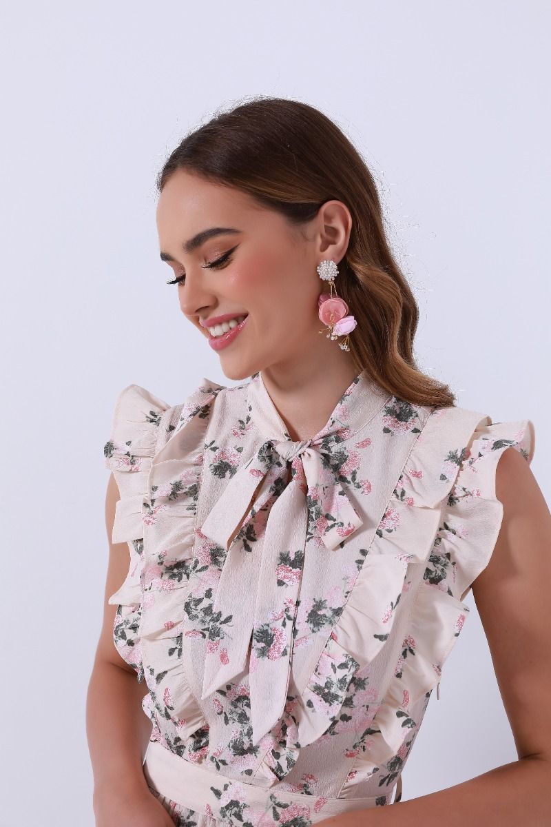 Floral dropped earring