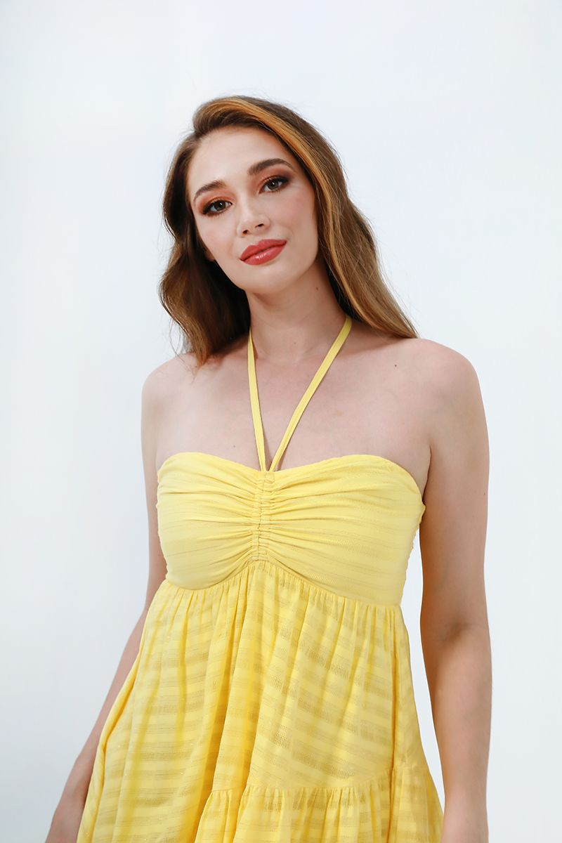 Asymmetrical yellow dress